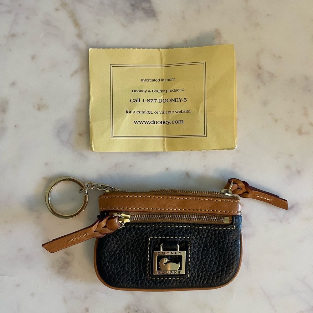 Dooney & Bourke Vintage Navy/Brown Card Key Holder Bag Charm - Picture 9 of 11